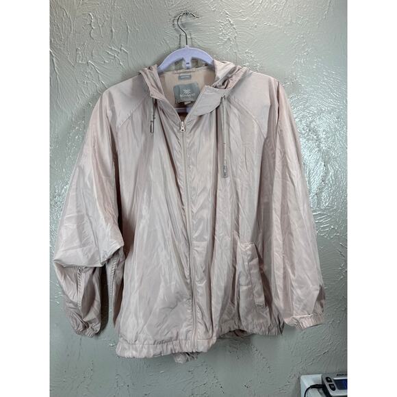 SOIA & KYO Light Tea Rose Hooded Zip Windbreaker jacket Womens Size Small/Medium - Picture 1 of 5